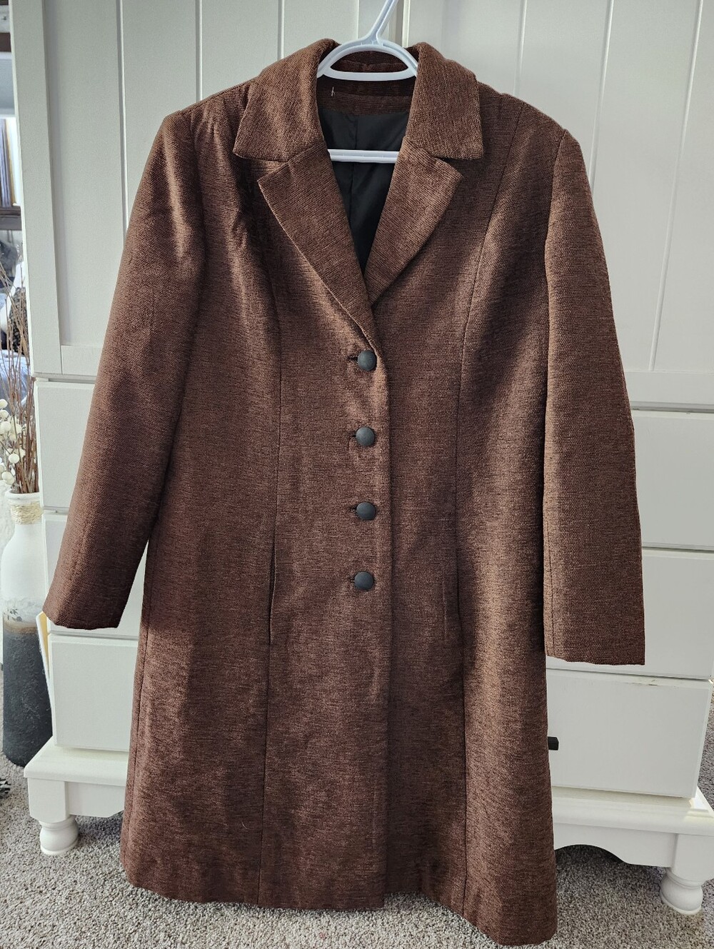Handmade Classic Brown Women's Single-Breasted Coat Sz S